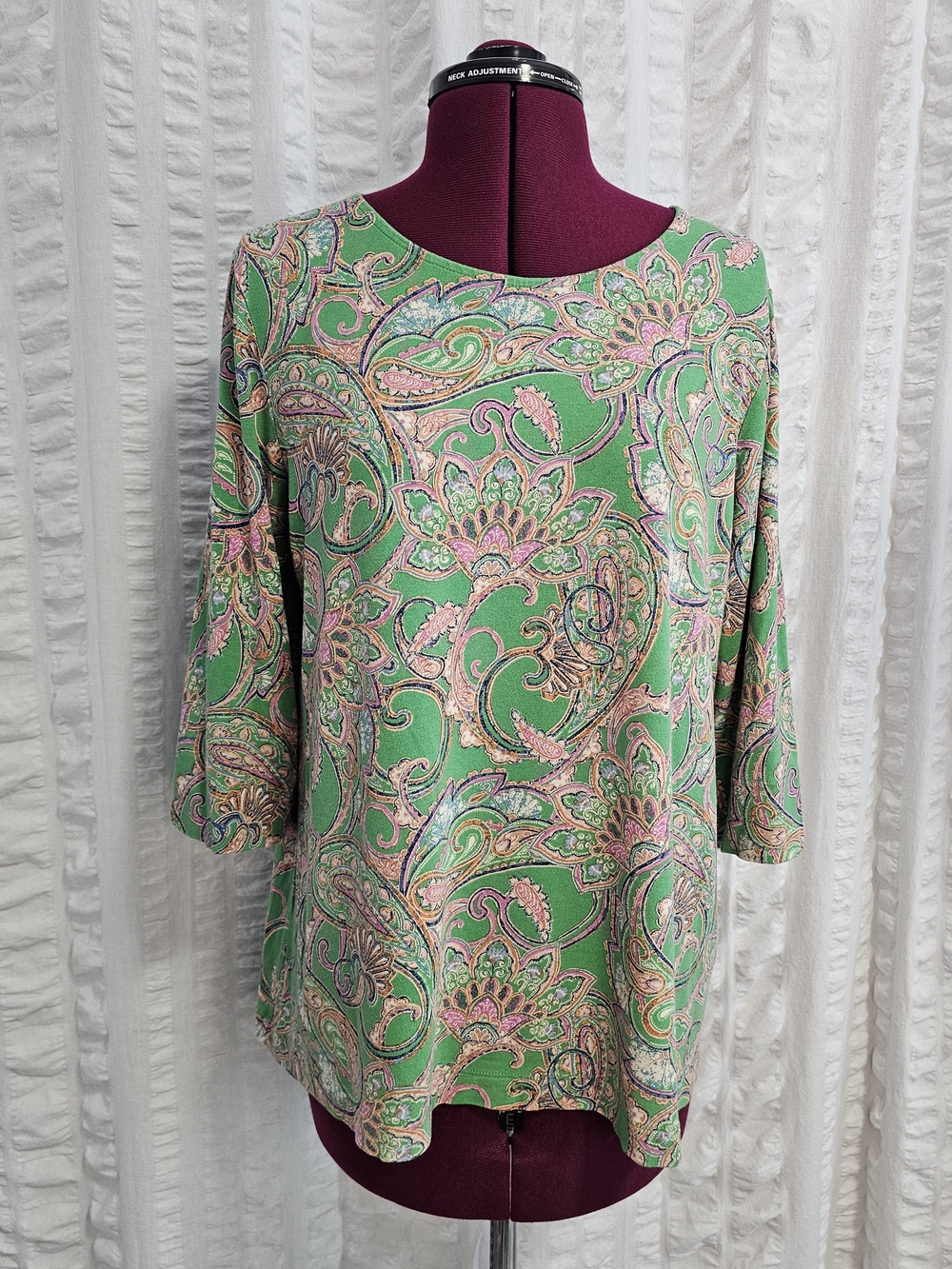 J. Jill Green Paisley Boatneck Long Sleeve Top